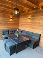 Tuinset - Hoekbank, Tafel & Hockers, Tuin en Terras, Tuinsets en Loungesets, 6 zitplaatsen, Ophalen of Verzenden, Zo goed als nieuw