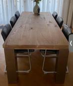 Massief eiken houten eettafel met RVS poten, Huis en Inrichting, Tafels | Eettafels, Ophalen, Eikenhout, 200 cm of meer, 50 tot 100 cm