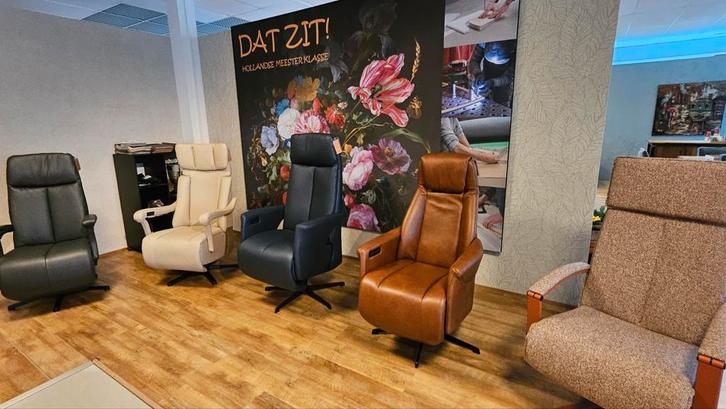 Dat Zit fauteuils in Friesland bij Zitgemak in joure, Huis en Inrichting, Fauteuils, Nieuw, Leer, 50 tot 75 cm, 75 tot 100 cm