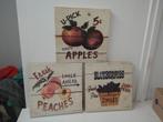 Fruit Prints Set - Appels, Perziken, Bosbessen, Minder dan 50 cm, Ophalen of Verzenden, Minder dan 50 cm, Print