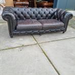 Chesterfield bank vintage black / zwart + GRATIS BEZORGD, Chesterfield, Rechte bank, Gebruikt, Leer