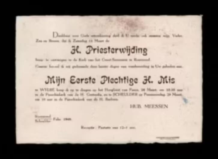 Priesterwijding Hub Meessen Roermond Wylre Scheulder 1948., Ophalen of Verzenden, Zo goed als nieuw