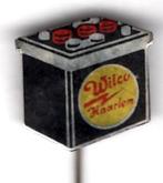 Wilco accu blik speldje ( M_008 ), Verzamelen, Verzenden, Zo goed als nieuw, Transport, Speldje of Pin