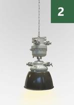 OPRUIMING antieke oude industriele hanglampen hanglamp, Verzenden, Zo goed als nieuw, Glas, Minder dan 50 cm