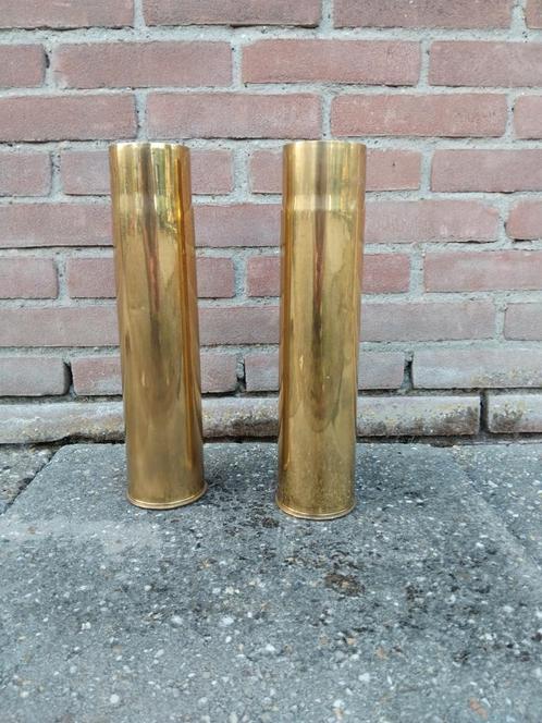 2x Grote Koperen hulsen., Verzamelen, Militaria | Algemeen, Landmacht, Nederland, Ophalen of Verzenden