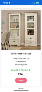 Vitrinekast Toulouse Grenenhout, Zo goed als nieuw, Met lade(s), 25 tot 50 cm, 50 tot 100 cm