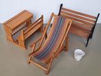 vintage miniatuur strand-stoel tuin-bankje en school-bank, Ophalen, Gebruikt, Hout