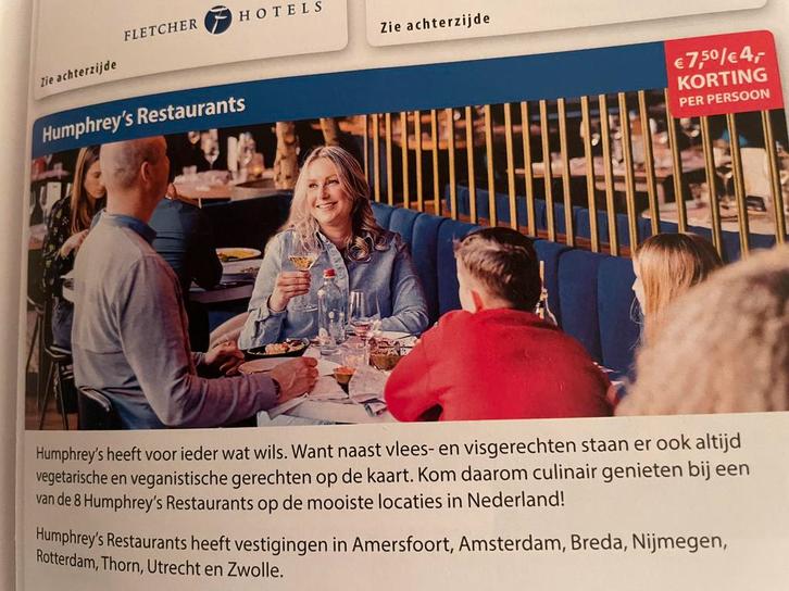 Humphrey's Restaurant Voordeelbon - Korting!, Tickets en Kaartjes, Kortingen en Cadeaubonnen