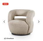 Fauteuil Sharon – Stof – Zand, Huis en Inrichting, Fauteuils, 75 tot 100 cm, Ophalen of Verzenden, Zo goed als nieuw, Stof