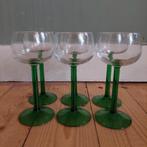 Lucky Vintage Luminarc glazen met groene voet - 6 stuks, ., Overige typen, Ophalen of Verzenden, Zo goed als nieuw