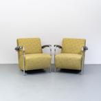 4x Leolux Scylla fauteuils geel rondjes motief, Leer, Ophalen of Verzenden, Zo goed als nieuw