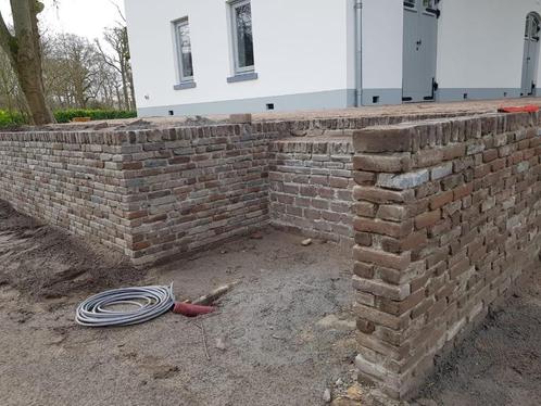 Muurtje metselen met oudhollandse handegebakkenwalen, Tuin en Terras, Tegels en Klinkers, Gebruikt, Overige typen, Overige materialen
