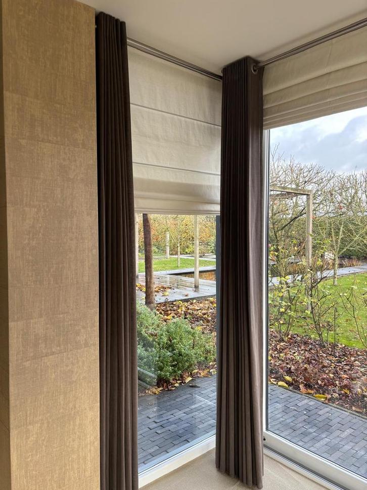 Ecru vouwgordijnen diverse breedtes 250cm lang, Huis en Inrichting, Stoffering | Gordijnen en Lamellen, Zo goed als nieuw, 200 cm of meer