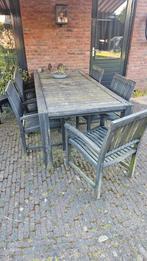 Zwarte houten tuinset te koop, 6 stoelen, Verzenden, Zo goed als nieuw, Hout, 6 zitplaatsen