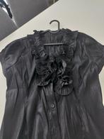 Blouse black glittering with frills, Kleding | Dames, Ophalen of Verzenden, Zo goed als nieuw, Maat 38/40 (M), Zwart