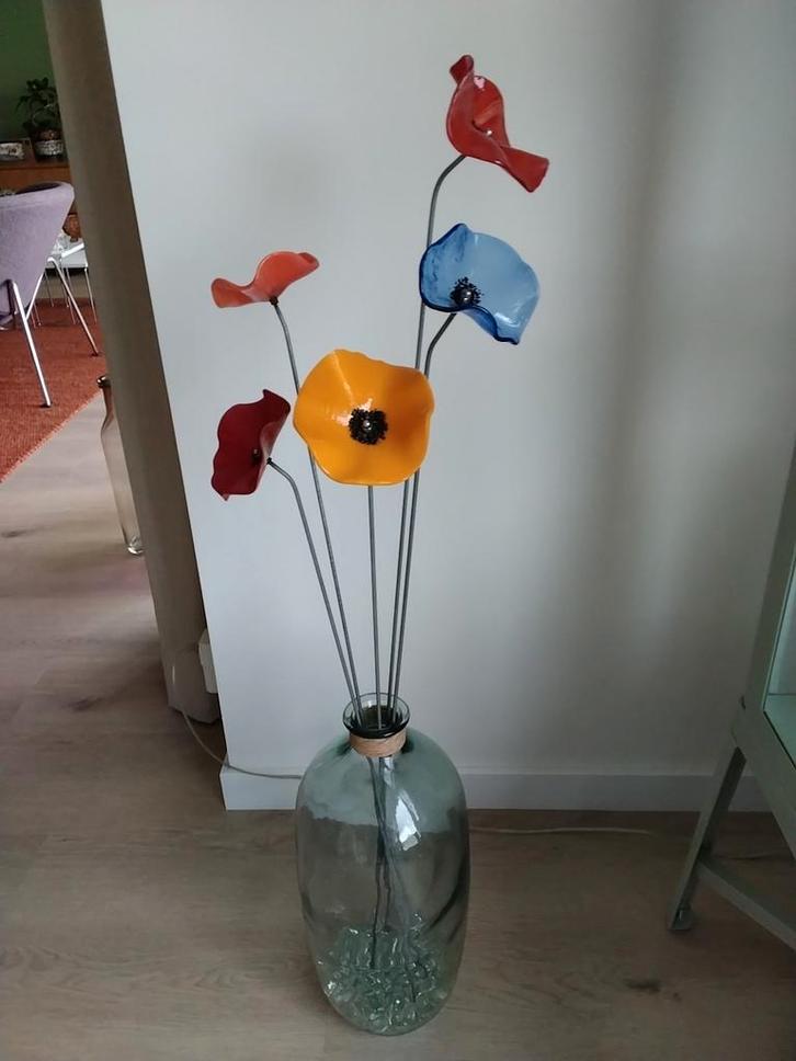 Klaprozen van glas., Huis en Inrichting, Woonaccessoires | Kunstplanten en Kunstbloemen, Zo goed als nieuw, Ophalen of Verzenden