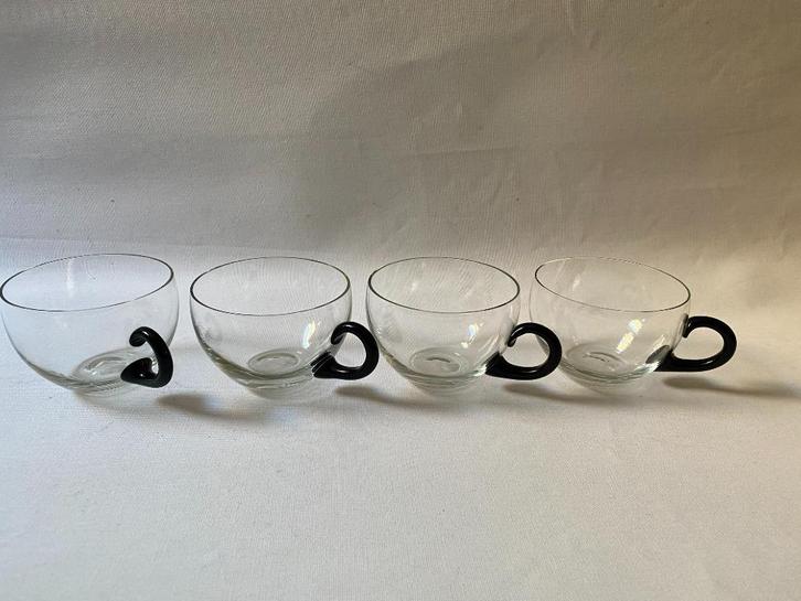 Art Deco Set van 4 Copier Leerdam bowl kopjes, Antiek en Kunst, Antiek | Glas en Kristal, Ophalen