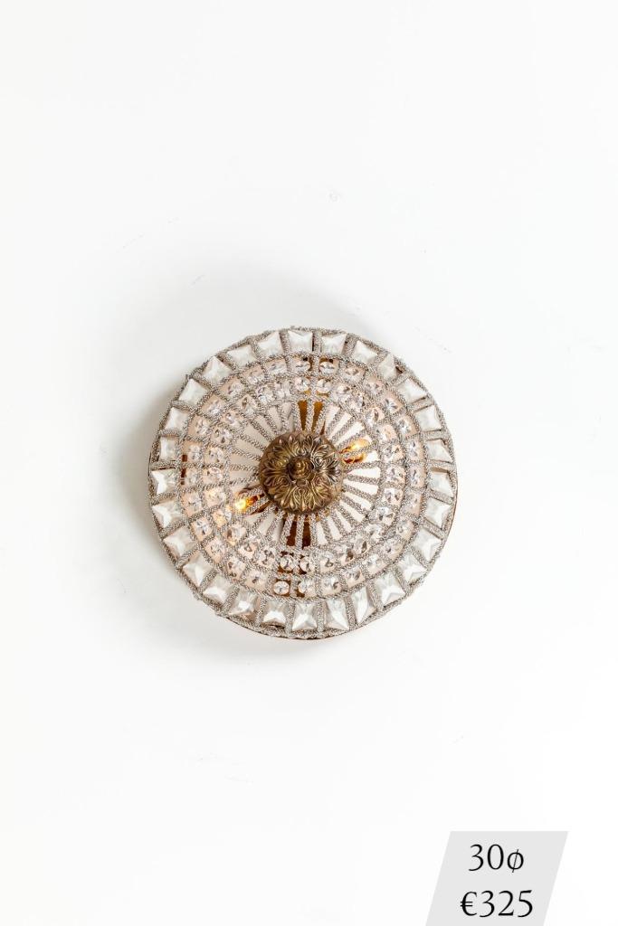 Kristallen Plafonniere | Franse Plafondlamp Brons met Glas, Huis en Inrichting, Lampen | Plafondlampen, Nieuw, Glas, Overige materialen