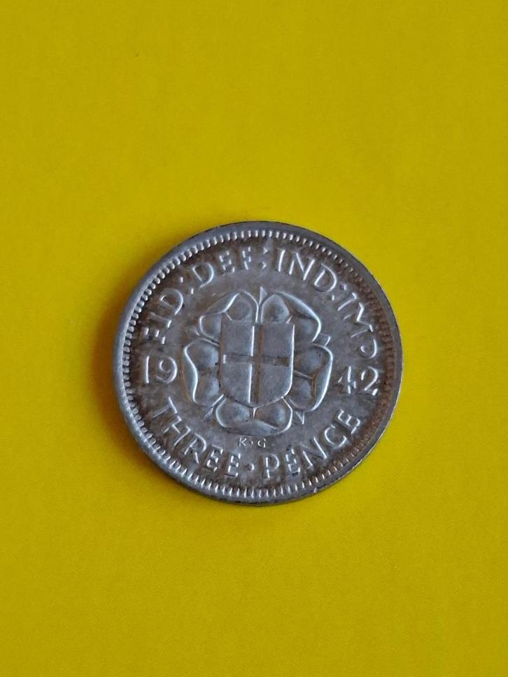 1942 Engeland 3 pence in zilver George VI, Postzegels en Munten, Munten | Europa | Niet-Euromunten, Losse munt, Overige landen