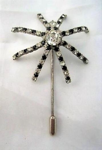 Spin, hoedenpen, stick pin, zilverkleur met strass (7899-473 beschikbaar voor biedingen