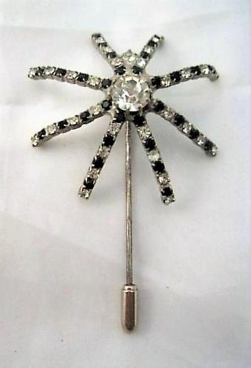 Spin, hoedenpen, stick pin, zilverkleur met strass (7899-473, Antiek en Kunst, Curiosa en Brocante, Ophalen