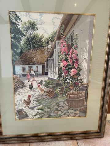Geborduurd schilderij Boerderij beschikbaar voor biedingen