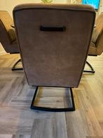 6 Luxe bruine eetkamerstoelen met stalen poten, Ophalen, Gebruikt, Bruin, Leer