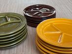 Vintage Retro Gourmet Fondue borden  6 stuks bruin, Huis en Inrichting, Keuken | Servies, Ophalen of Verzenden, Overige stijlen