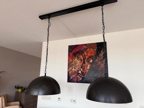 Golden Sun dubbele hanglamp, Huis en Inrichting, Lampen | Hanglampen, Zo goed als nieuw, Ophalen