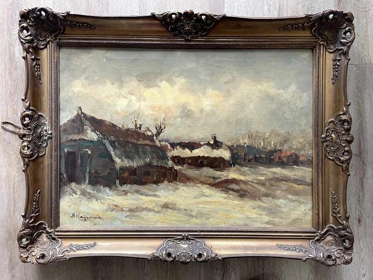 Groot landschapsschilderij van Gerard Hageman, Antiek en Kunst, Kunst | Schilderijen | Klassiek, Ophalen