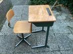 Vintage schooltafel met stoel, Ophalen of Verzenden, Gebruikt, Bruin