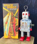 Blikken Space robot opwindbaar met sleutel in doos, Ophalen of Verzenden