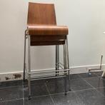 3 barkrukken met houten zitting, Ophalen, Gebruikt, Met voetsteun, 60 tot 90 cm