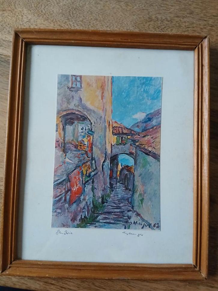 Schilderij ( Litho? )'San Ore' - Gesigneerd, Antiek en Kunst, Kunst | Schilderijen | Klassiek, Ophalen of Verzenden