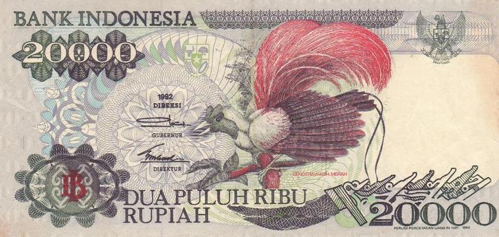 BANK INDONESIA 20000 RUPIAH, Postzegels en Munten, Bankbiljetten | Nederland, 25 gulden, Verzenden