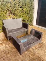 Loungeset incl Salontafel & Glasplaat, Tuin en Terras, Tuinsets en Loungesets, Gebruikt, 2 zitplaatsen, Loungeset, Bank