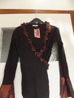 Nieuw! Prachtige bruine overslag trui met volant ruches 36 S, Kleding | Dames, Bruin, Verzenden, Nieuw, Miss Luna