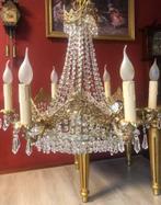 Kristallen kroonluchter antiek koper barok met 6 kandelaars, Huis en Inrichting, Lampen | Kroonluchters, Ophalen of Verzenden
