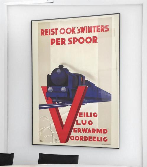Reist per spoor Spoorwegen Trein NS Poster Affiche, Verzamelen, Spoorwegen en Tramwegen, Nieuw, Trein, Kaart of Prent, Verzenden
