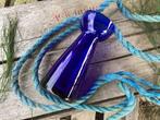 Blauwe Vintage Hyacinten Vaas - 18 cm, Gebruikt, Blauw, Ophalen of Verzenden, Glas