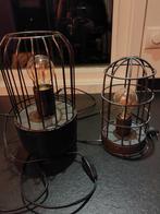 2 lampen, zwart staal, Huis en Inrichting, Lampen | Tafellampen, Ophalen, Gebruikt, Minder dan 50 cm