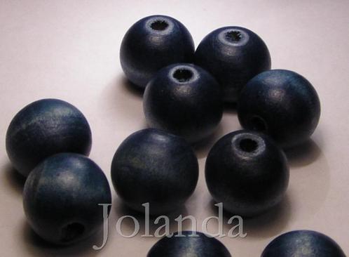 0168 Partij Nacht Blauwe Houten Kralen (16 mm), Hobby en Vrije tijd, Kralen en Sieraden maken, Nieuw, Kraal, Verzenden