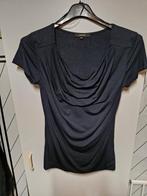 PROMISS DONKERBLAUW T-SHIRT MET WATERVALHALS MAAT M, Maat 38/40 (M), Promiss, Blauw, Nieuw