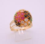 Grote 18 karaat Gouden Ring Damesring met Edelstenen M19, Jw, Verzenden, 19 tot 20, Nieuw