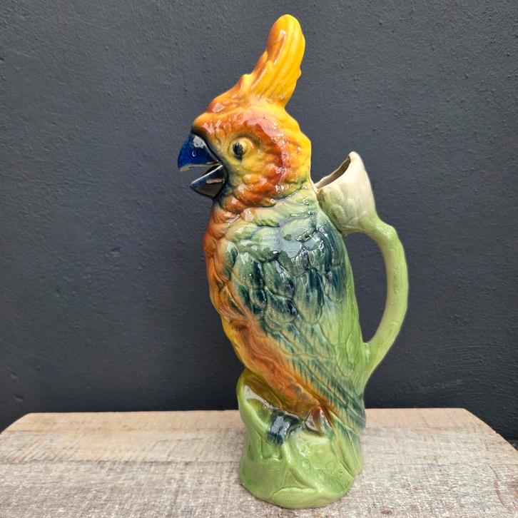 Barbotine waterkan kaketoe St Clement, Antiek en Kunst, Antiek | Keramiek en Aardewerk, Ophalen of Verzenden