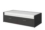 BRIMNES bed zwart slaapbank, Ophalen, Zwart, Tweepersoons, Zo goed als nieuw