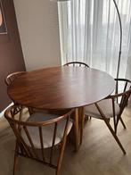 Houten ronde eettafel, Huis en Inrichting, Tafels | Eettafels, Ophalen, Rond, Zo goed als nieuw, Vier personen