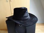 Zwarte Suède Cowboyhoed - 2 stuks, Kleding | Dames, Hoeden en Petten, Ophalen of Verzenden, Zo goed als nieuw, One size fits all