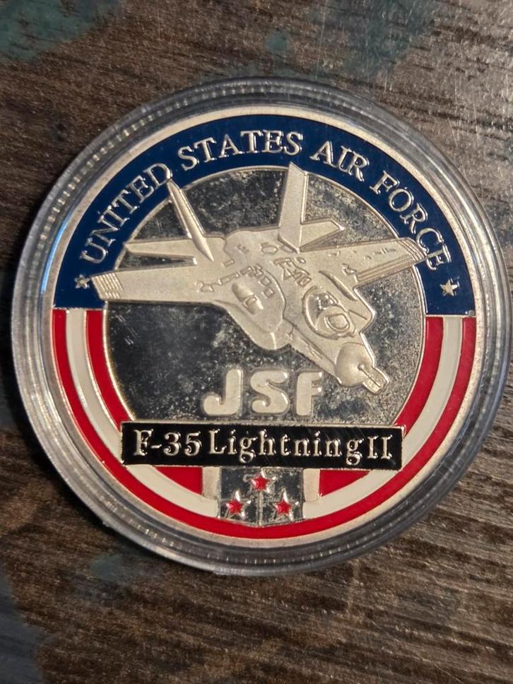 USAF F-35 Lightning II Herdenkingsmunt, Verzamelen, Militaria | Algemeen, Luchtmacht, Overige typen, Amerika, Ophalen of Verzenden