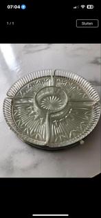 Vintage Glazen Serveerschaal met Vakken, Gebruikt, Schaal, Rond, Ophalen of Verzenden